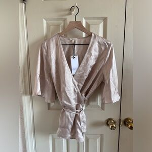 Whimsy + Row Leo wrap top in champagne, size XL NWT.